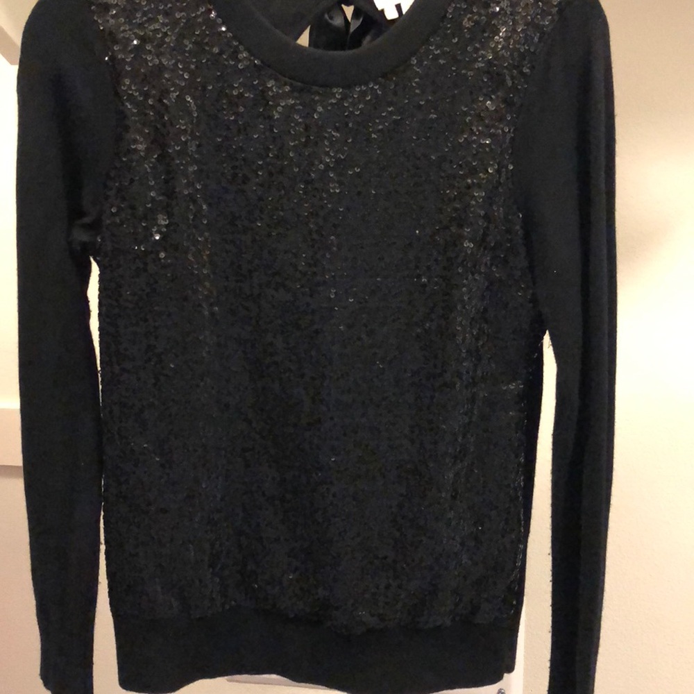 Black Sequin Wool Sweater